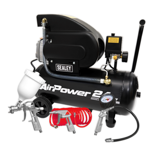 Air Compressor With Air Accessory Kit 24L Direct Drive 2hp