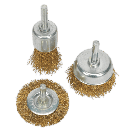 3pc Crimped Wire Brush Set for Drill