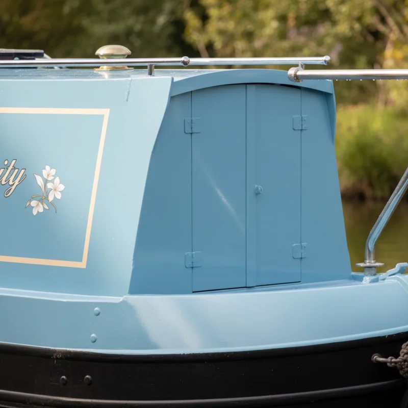 Blue narrow boat